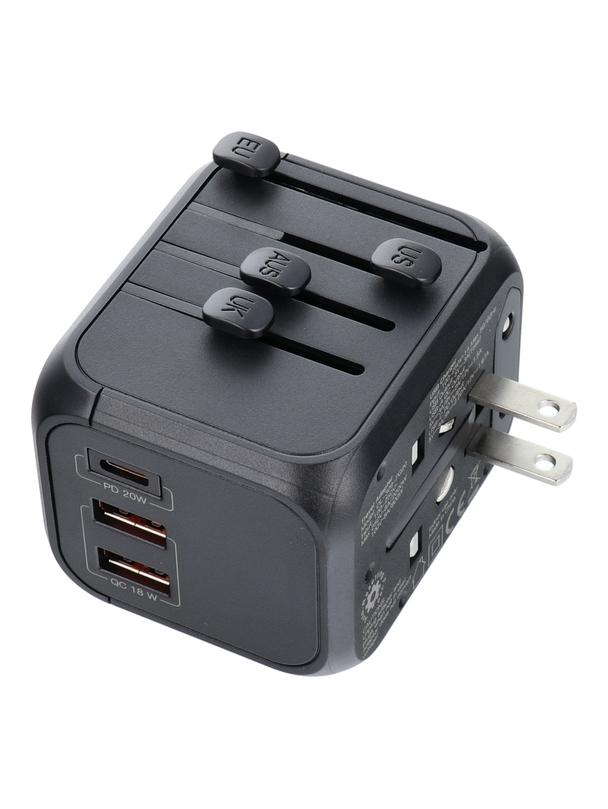 Ładowarka podróżna / adapter OL-309-PQ20 CAŁY ŚWIAT czarna