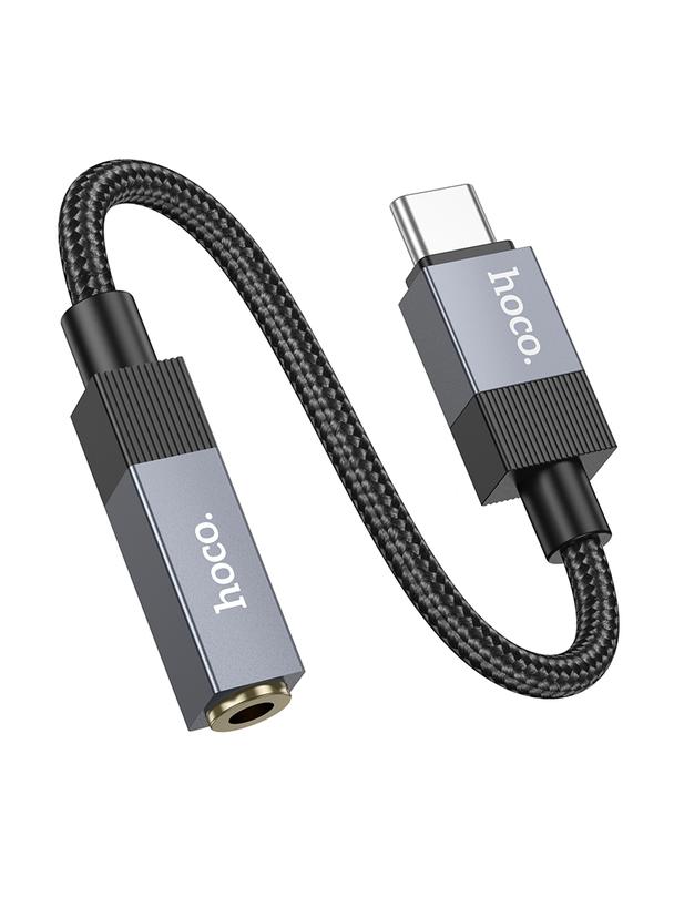 Adapter AUX USB C (męski) do Jack 3,5 mm (żeński) Hoco UPA32C czarny