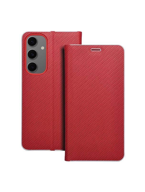 Kabura LUNA Book Carbon do SAMSUNG S24 FE czerwony