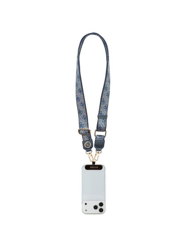GUESS uniwesalny pasek GUUCNP4DGMB (4G PU Strap Tether Patch Strass Metal Logo) niebieski