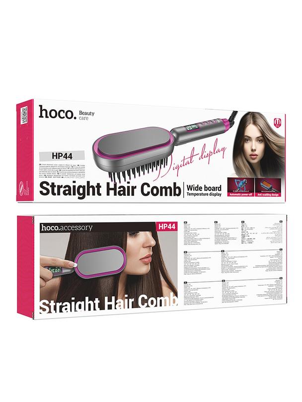 Prostownica do włosów Hoco z grzebieniem oraz wyświetlaczem HP44 czerwony róż