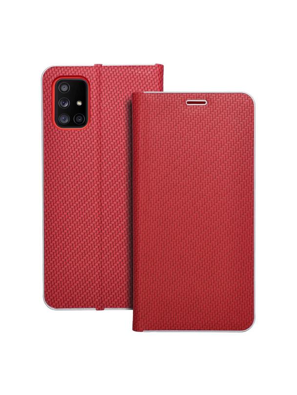 Kabura LUNA Book Carbon do SAMSUNG A71 czerwony