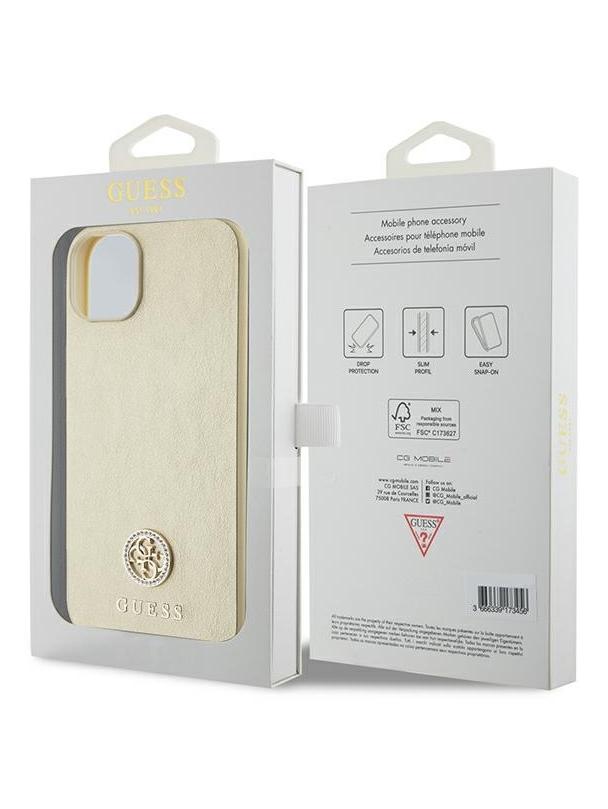 GUESS futerał do IPHONE 13 / 14 / 15 GUHCP15SPS4DGPD (Leather 4G Metal Logo Strass) złoty