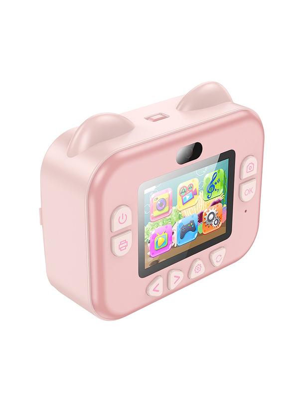 Aparat cyfrowy dla dzieci z drukarką i funkcją selfie Hoco 2,4" DV204 różowy