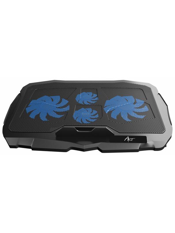Podstawka chłodząca pod laptop ART P4 2 x USB A LED czarna