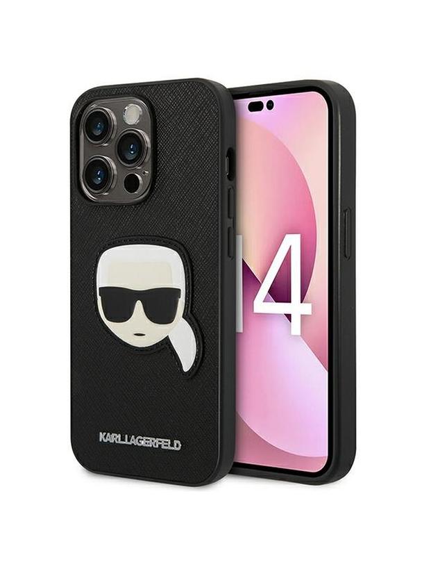 KARL LAGERFELD futerał do IPHONE 14 Pro KLHCP14LSAPKHK (Saffiano With Karl Head Patch) czarny