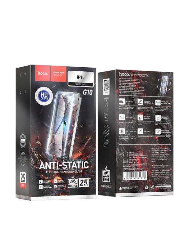 Szkło hartowane do iPhone 15 / 16 Hoco HD Anti-static 25 sztuk G10