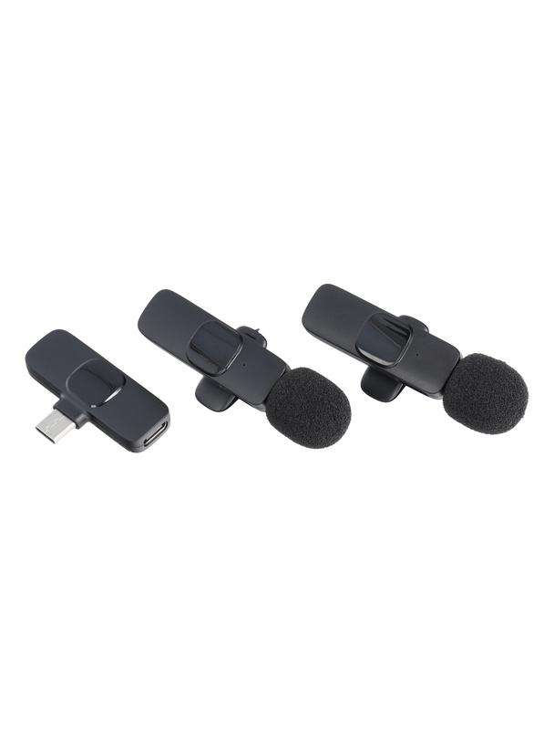 Mikrofon krawatowy bezprzewodowy Typ C podwójny (2 w zestawie) K1 czarny