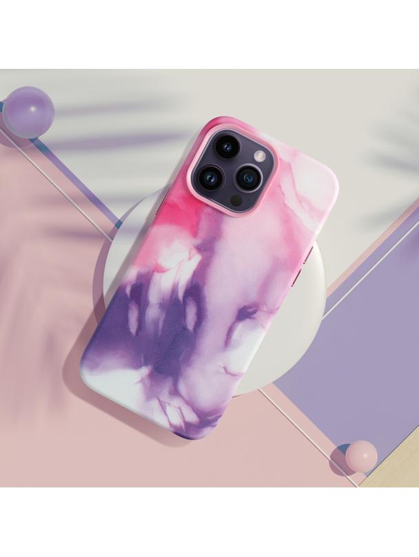 Futerał LEATHER MAG COVER kompatybilny z MagSafe do IPHONE 12 Pro purple splash