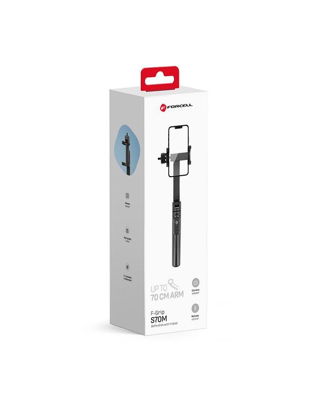 Selfie stick Forcell F-Grip S70M tripod z pilotem bezprzewodowym czarny 0INT