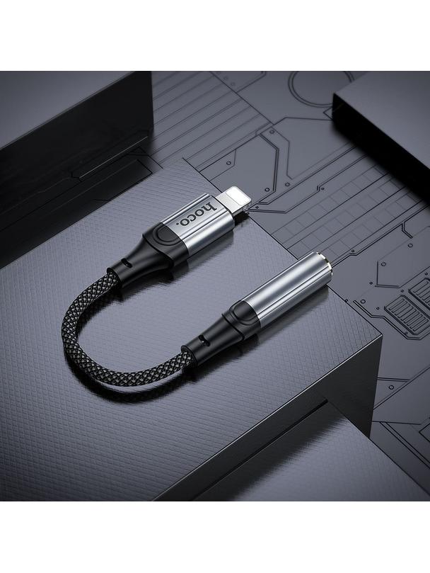 Adapter AUX Lightning do Jack 3,5 mm Hoco 0,12 m LS36A szary