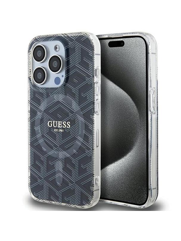 GUESS futerał do IPHONE 15 Pro Max kompatybilny z MagSafe GUHMP15XHGCUSTGK (IML GCUBE) czarny