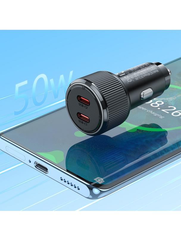Ładowarka samochodowa Hoco 2 x USB C QC PD 50W NZ14B czarna
