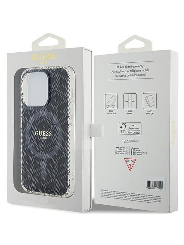 GUESS futerał do IPHONE 15 Pro Max kompatybilny z MagSafe GUHMP15XHGCUSTGK (IML GCUBE) czarny