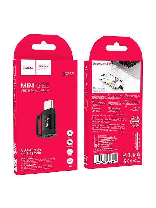Adapter OTG USB C do Lightning Hoco 3A UA31E czarny