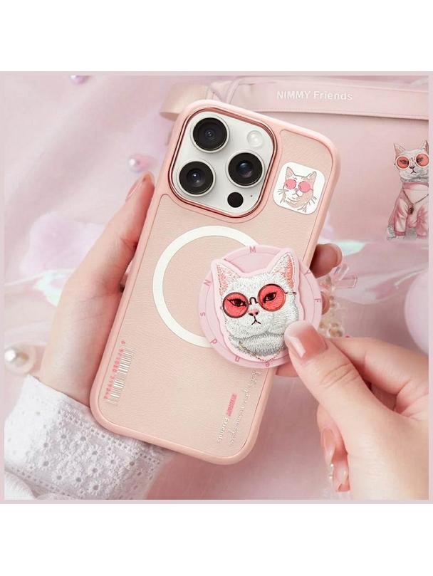 NIMMY futerał GLASSES COOL CAT kompatybilny z MagSafe do IPHONE 16 Pro różowy