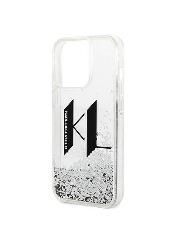 KARL LAGERFELD futerał do IPHONE 14 Pro KLHCP14LLBKLCS (Liguid Glitter Big KL Logo) srebrny