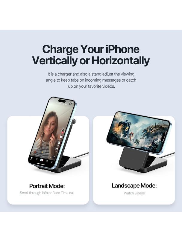 DUZZONA W17 - ładowarka indukcyjna składana 3w1 kompatybilna z MagSafe 15W czarna