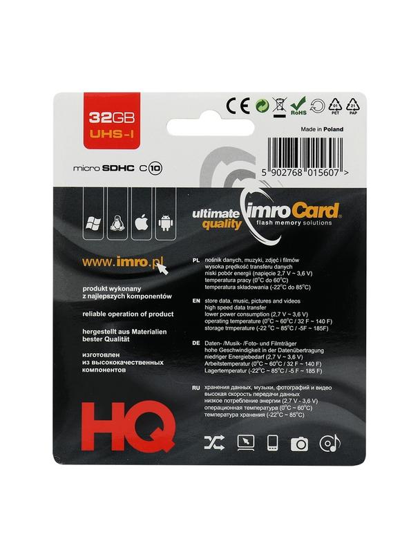 IMRO karta pamięci microSD 32GB 100MB/s class 10 UHS I