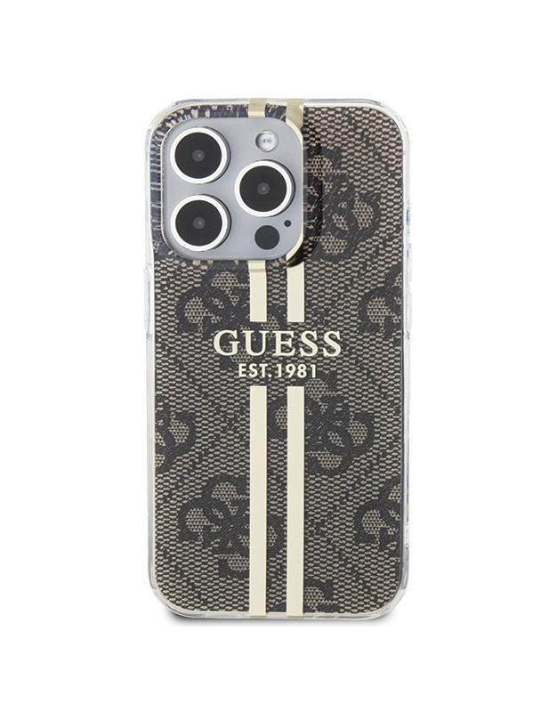 GUESS futerał do IPHONE 15 Pro Max GUHCP15XH4PSEGW (4G Gold  Stripe) brązowy
