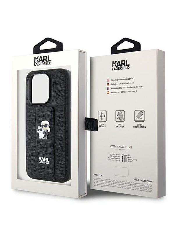 KARL LAGERFELD futerał do IPHONE 14 Pro KLHCP14LGSAKCPK (Gripstand Saffiano KC PIN) czarny