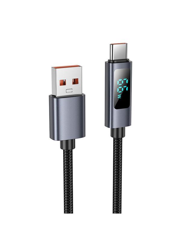 Kabel USB A do USB C Hoco 5A z wyświetlaczem 1 m X112 czarny