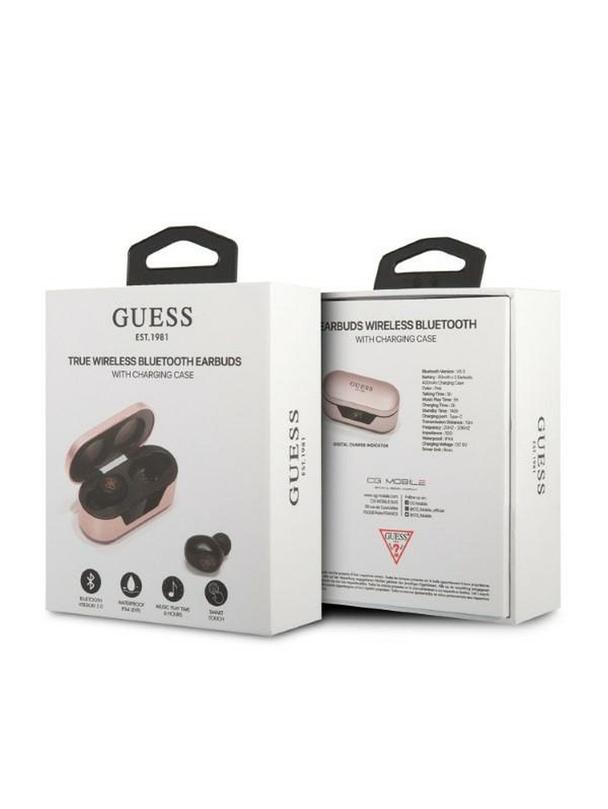 GUESS słuchawki bezprzewodowe bluetooth TWS + stacja dokująca GUTWST31EP (BT5 Classic) różowe