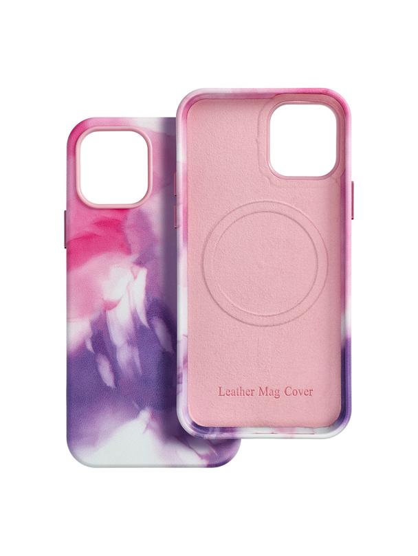 Futerał LEATHER MAG COVER kompatybilny z MagSafe do IPHONE 12 Pro purple splash