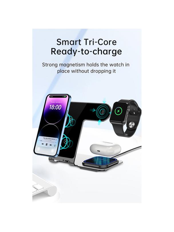 VEGER ładowarka indukcyjna 3w1 Qi 20W Y9 szara