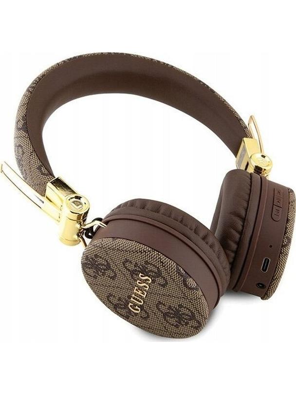 Słuchawki bezprzewodowe nauszne Guess Metal Logo GUBH704GEMW brązowe