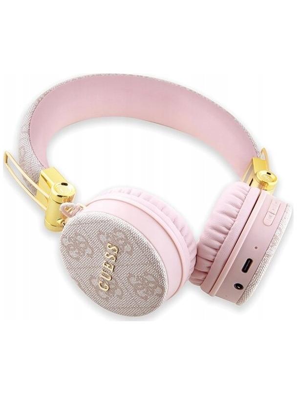 Słuchawki bezprzewodowe nauszne Guess Metal Logo GUBH704GEMP różowe