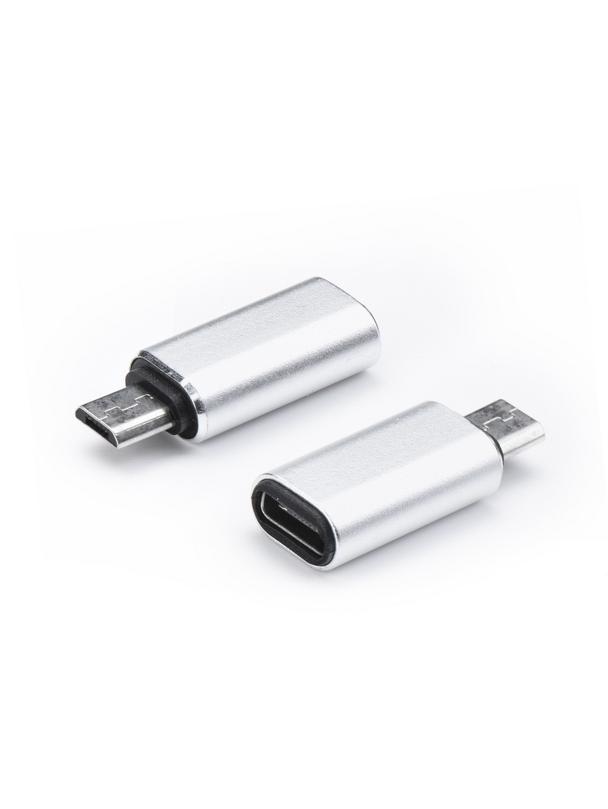 Adapter Typ C (żeński) do Micro USB (męski) srebrny