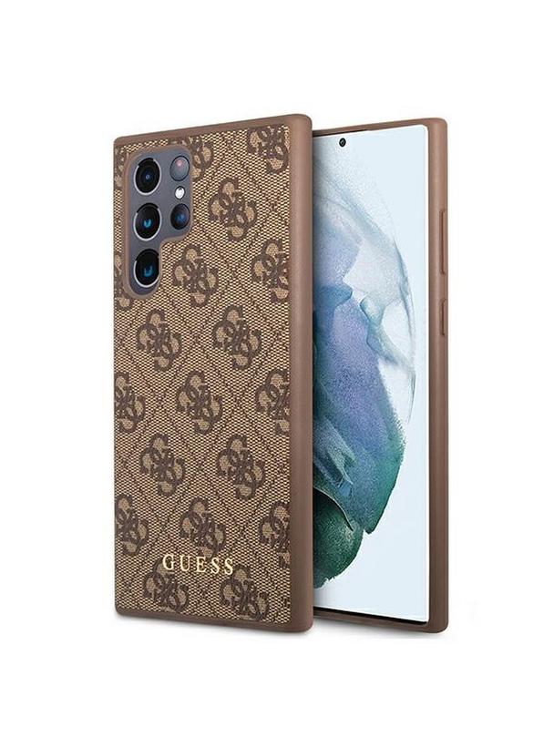 GUESS futerał do SAMSUNG S22 Ultra GUHCS22LG4GFBR (4G Metal Gold Logo) brązowy
