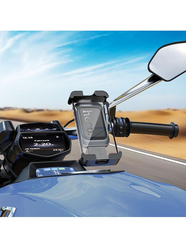 Uchwyt na telefon do roweru / motocykla Hoco do kierownicy H82 czarno szary