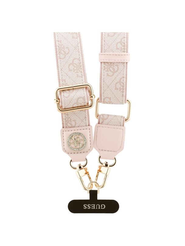 GUESS uniwesalny pasek GUUCNP4DGMP (4G PU Strap Tether Patch Strass Metal Logo) różowy