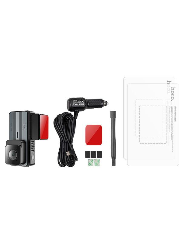 Kamera samochodowa Hoco z wyświetlaczem 3,69" 2K GPS DV11 srebro szara