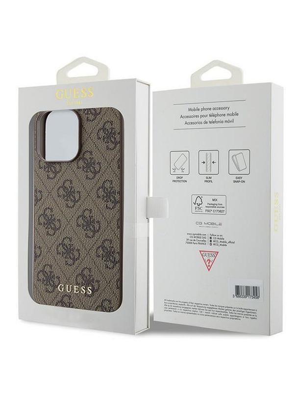 GUESS futerał do IPHONE 15 Pro Max GUHCP15XG4GFBR (4G Metal Logo) brązowy