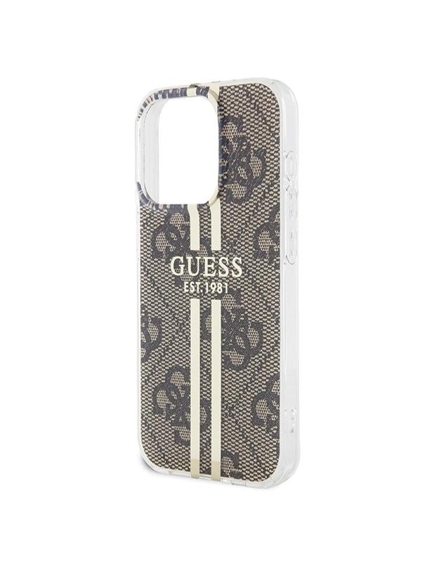 GUESS futerał do IPHONE 15 Pro Max GUHCP15XH4PSEGW (4G Gold  Stripe) brązowy