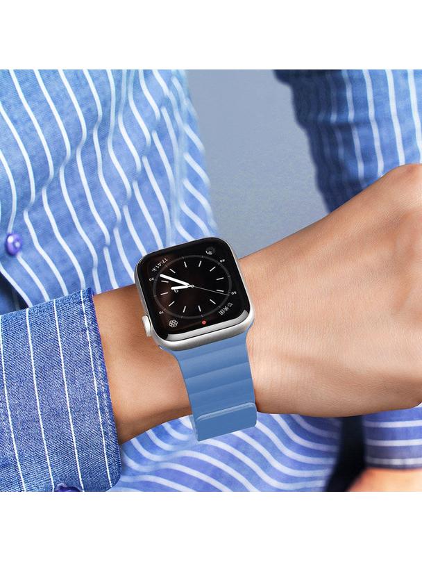 DUX DUCIS pasek CHAIN magnetyczny silikonowy do Apple Watch 42 / 44 / 45 mm niebieski