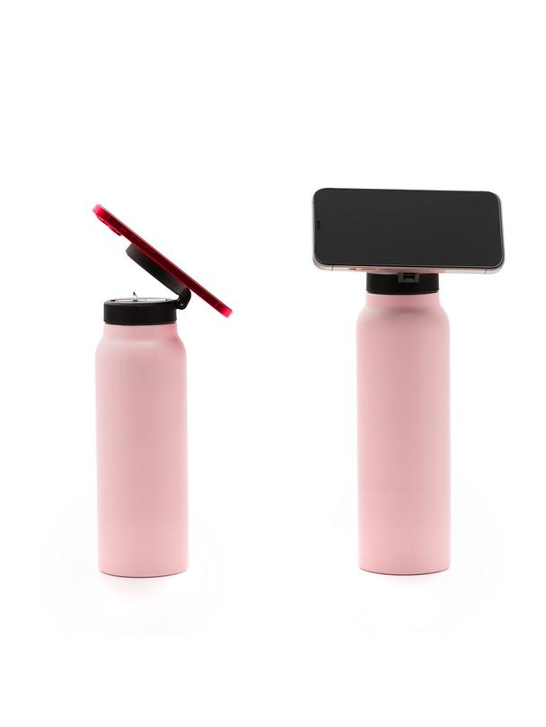Butelka / bidon na wodę metal z uchwytem kompatybilnym z Magsafe 750ml różowy