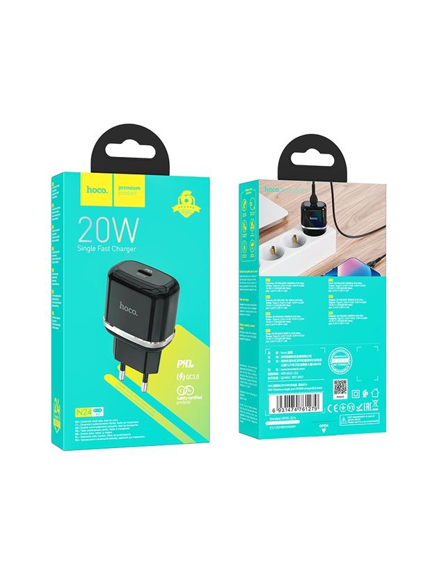 HOCO ładowarka sieciowa Typ C PD QC3.0 20W N24 czarna
