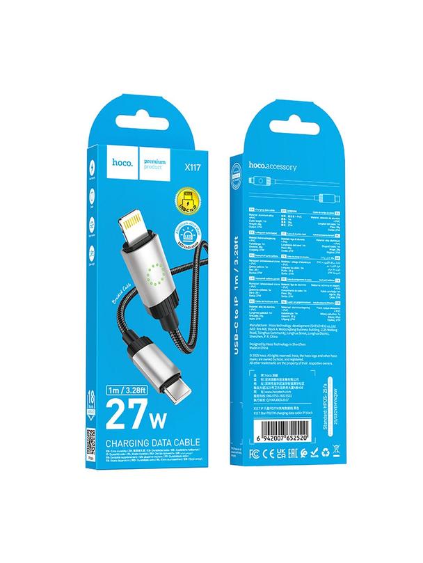 Kabel USB C do Lightning Hoco PD 27W 1 m X117 czarny