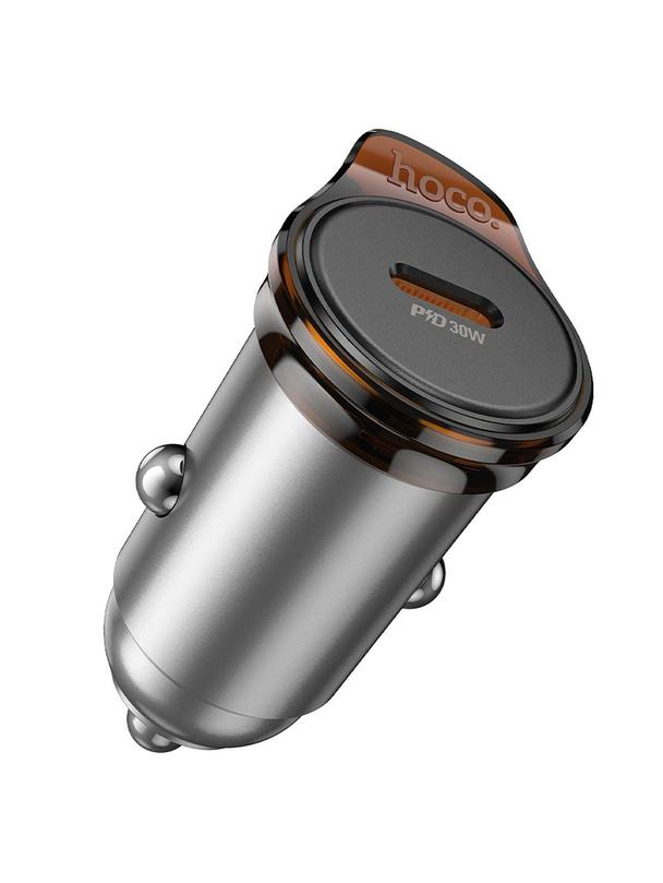 Ładowarka samochodowa Hoco USB C QC PD 30W NZ16 szara