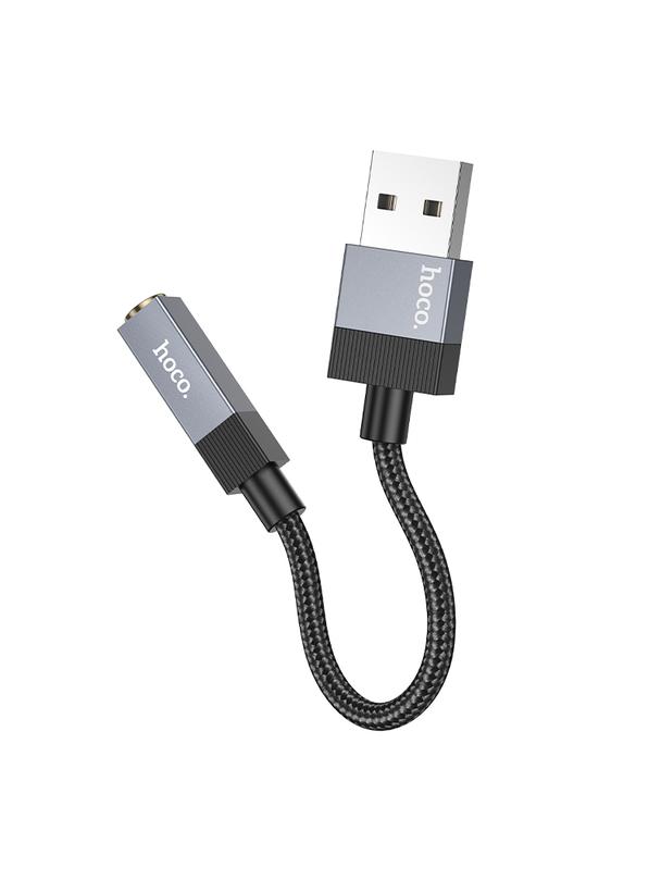Adapter AUX USB A (męski) do Jack 3,5 mm (żeński) Hoco UPA32D czarny