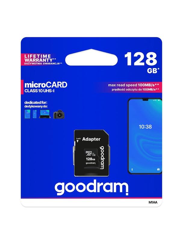 GOODRAM karta pamięci microSD 128GB 100MB/s class 10 UHS I z adapterem SD