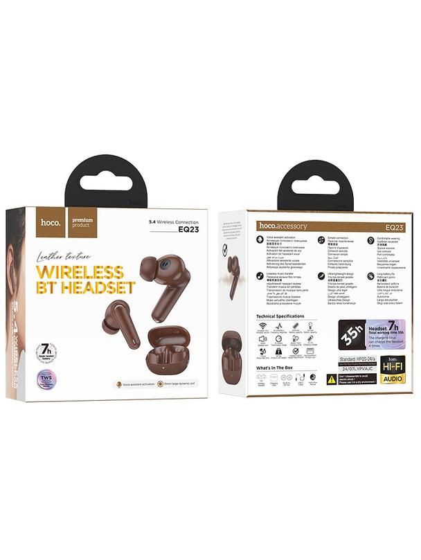 Słuchawki bezprzewodowe douszne Hoco TWS EQ23 brązowe