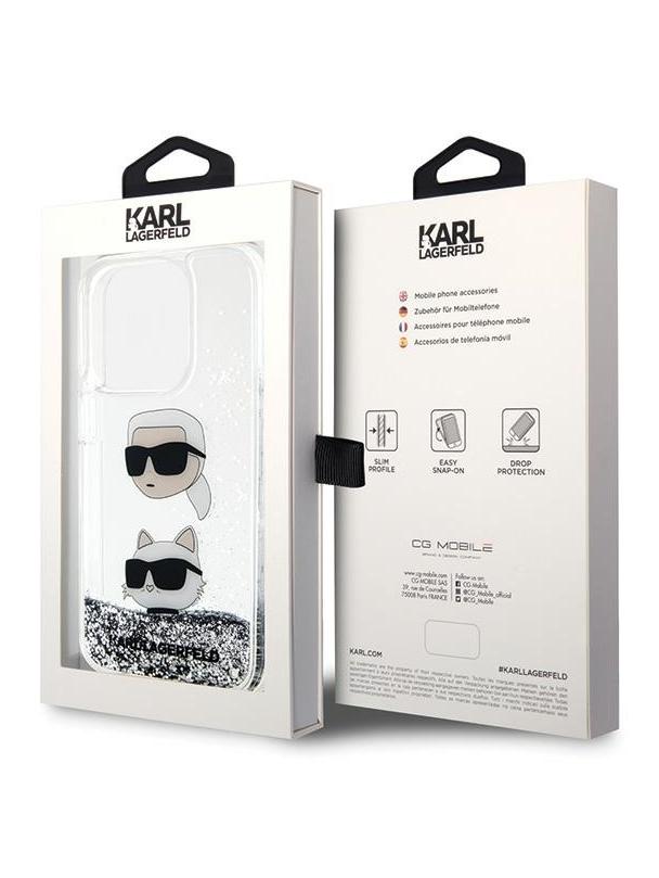 KARL LAGERFELD futerał do IPHONE 14 Pro KLHCP14LLDHKCNS (Liquid Glitter KC) biały