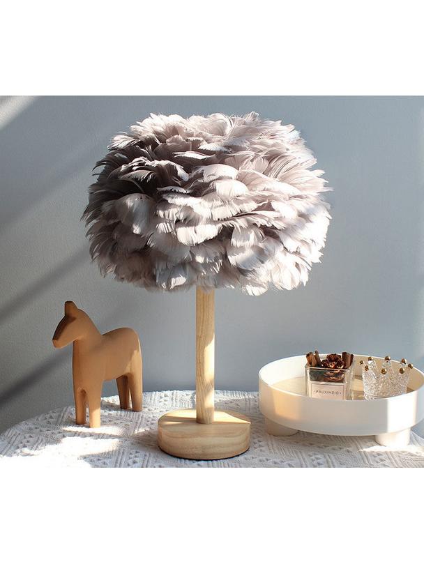 Lampka nocna z piórkiem Art Deco niebieska CBDPH