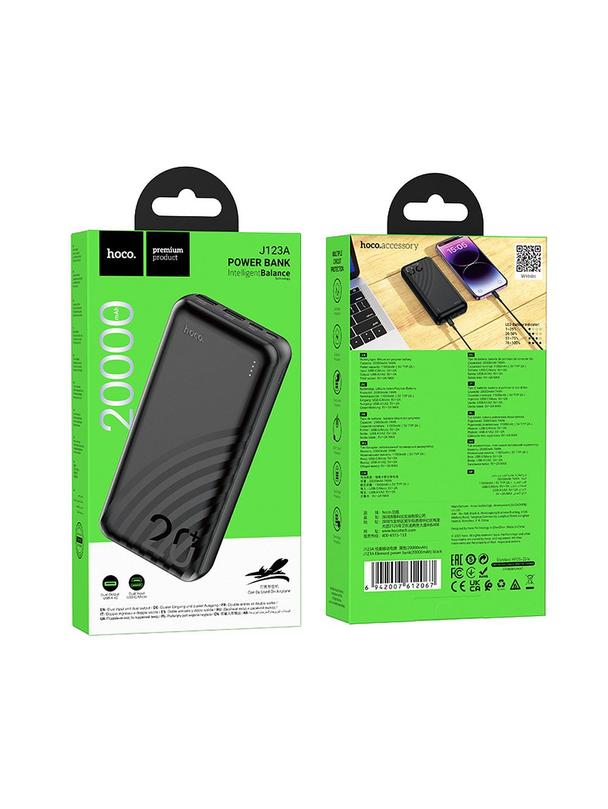 HOCO powerbank 20000 mAh 2A J123A czarny