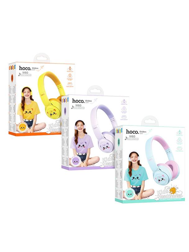 Słuchawki bezprzewodowe nauszne Hoco dla dzieci W60 żółte